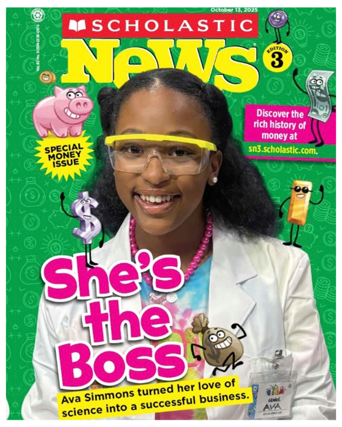 Ava Simmons on the cover of Scholastic News — She's the Boss