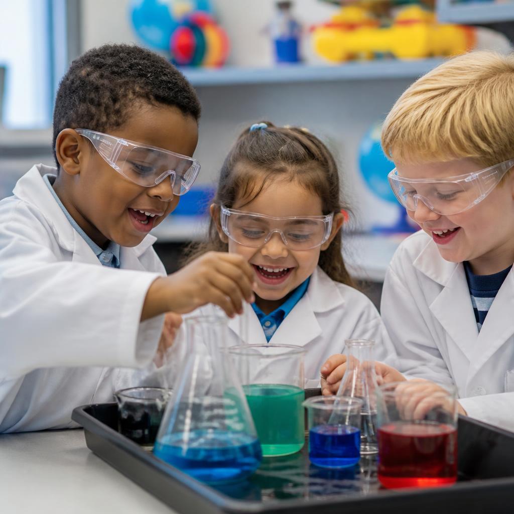 Kids doing hands-on STEM experiments with Ava